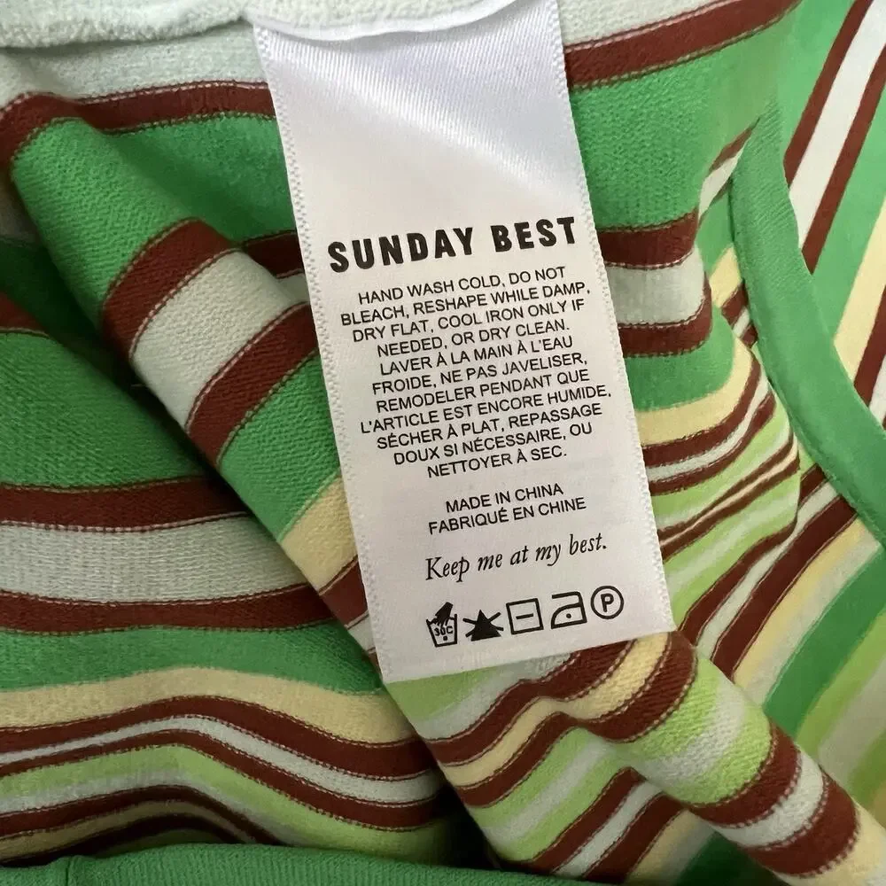 Sunday Best Aritzia Jett Stripe Halter Mini Dress S Retro Bodycon Rave Festival - Picture 6 of 10